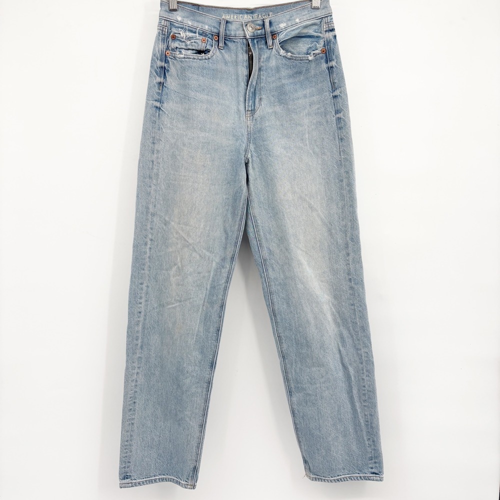 American Eagle Womens Light Wash Distressed Classic 90s Baggy Jean Size 4R